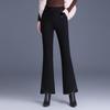 Women's Black Silk Cotton High-Waist Winter Pants - Slimming, Warm, Thickened, Korean-Style, Versatile, Stylish, Slightly Flared.