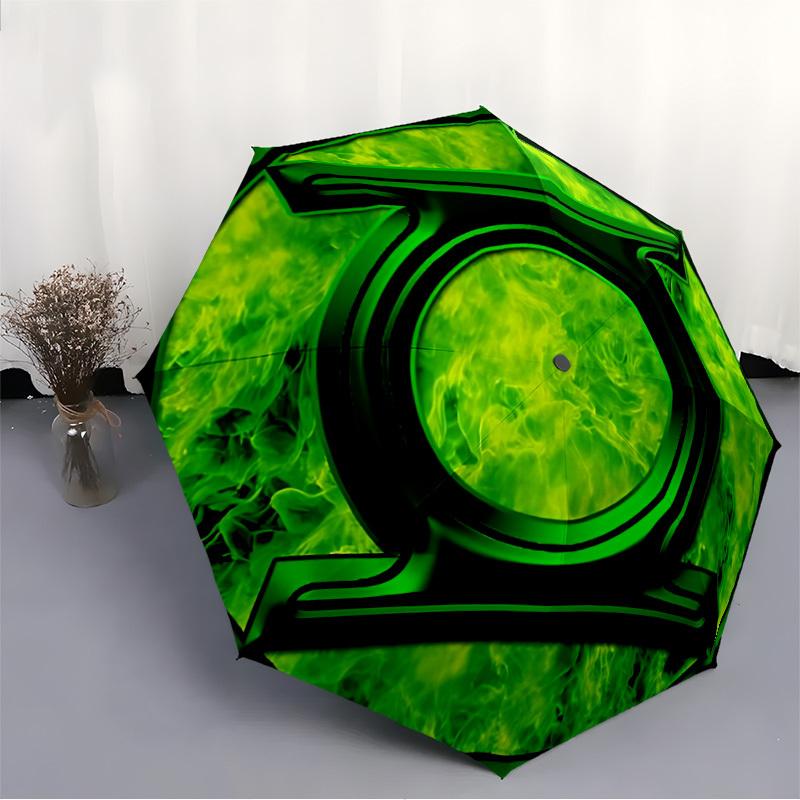 1pc Green Lantern Logo Umbrella - Automatic Open Compact Travel Umbrella with 56-Rib Durable Frame yy251021099