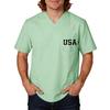 Men's Short Sleeve V-Neck Pocket T-Shirt with Labor Day Print, Uniform Top