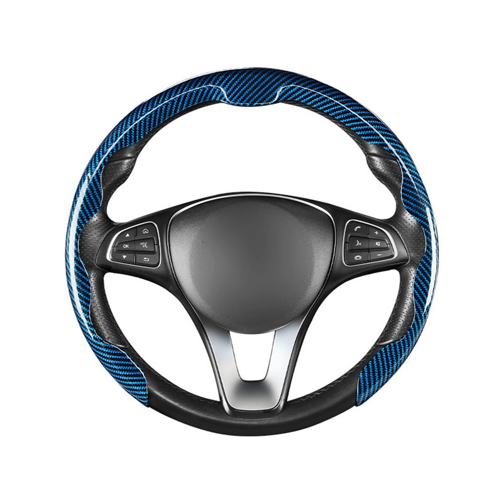 

Carbon Car Handle Cover D Cut O Cut Steering Wheel Cover Protector 38cm Universal Non-slip Carbon Fiber Steering Wheel Case синий