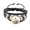 Virgin Mary Baby Jesus Christian Catholicism Jewelry Black Button Leather Bracelet Blessed Mother Religious Glass Cabochon Gift
