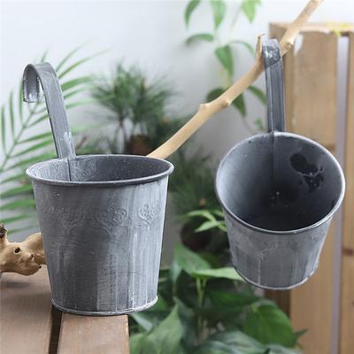 Retro Flower Pot Hanging Balcony Garden Fence Plant Metal Iron Planter Bucket