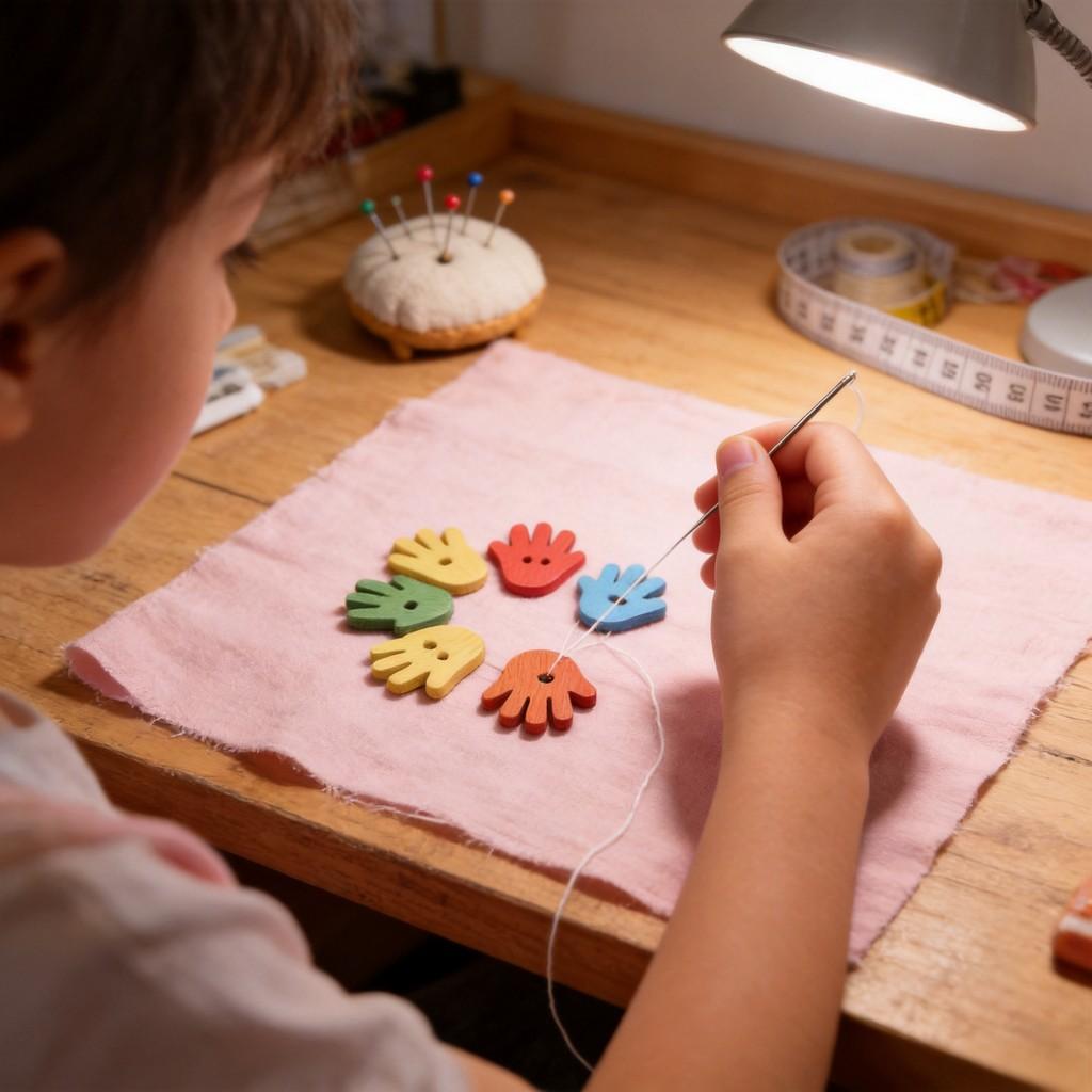 Wooden Colorful Cartoon Hand Buttons For Kids Diy Craft Projects And Kindergarten Activities