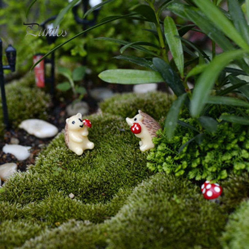 2 pezzi di figurine di riccio mini decorazioni in resina piante grasse ornamenti paesaggistici