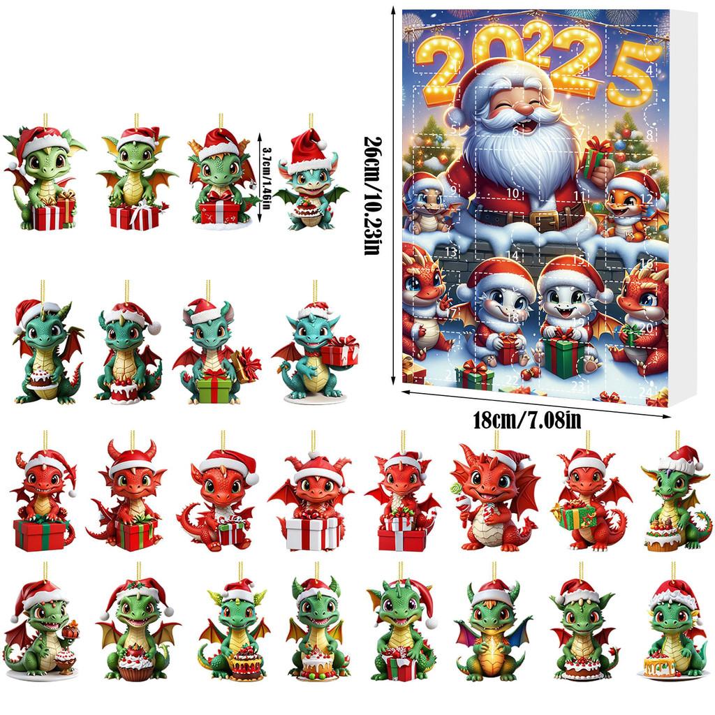 Christmas Countdown Calendar With Dragon Baby Flat Ornaments For Holiday Decor