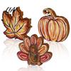 Autumn Harvest Table Decorations 3Pcs Thanksgiving Wooden Block Signs, Fall Pumpkin Turkey Maple Leaf Tabletop Display Ornaments Decor, Farmhouse