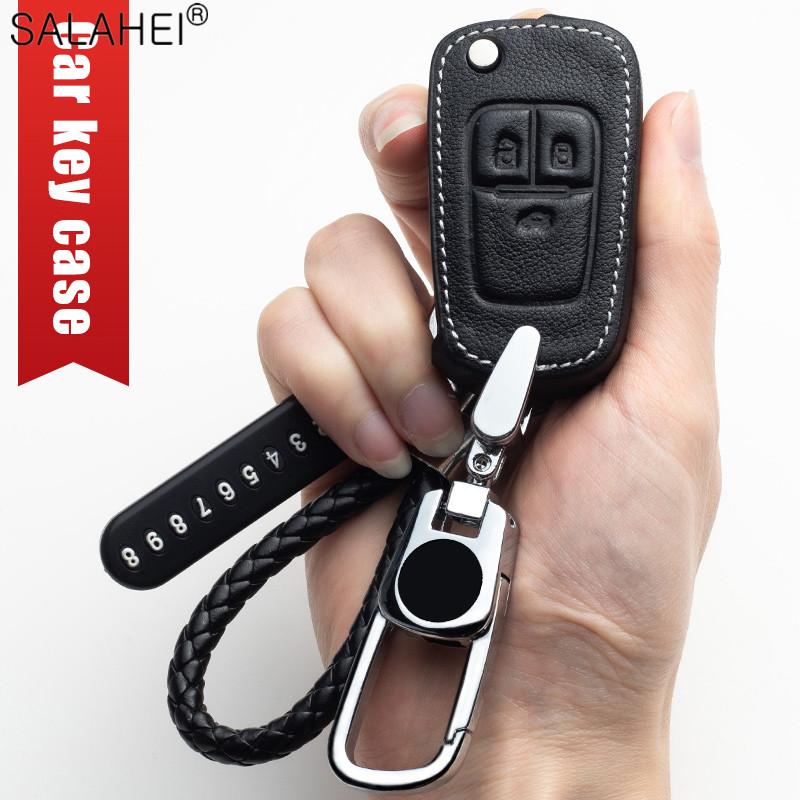 AABHI1 Leather Car Key Case Cover Fob For Chevrolet Cruze Aveo Trax Opel Astra Corsa Meriva Zafira Antara J Mokka Insignia For Buick