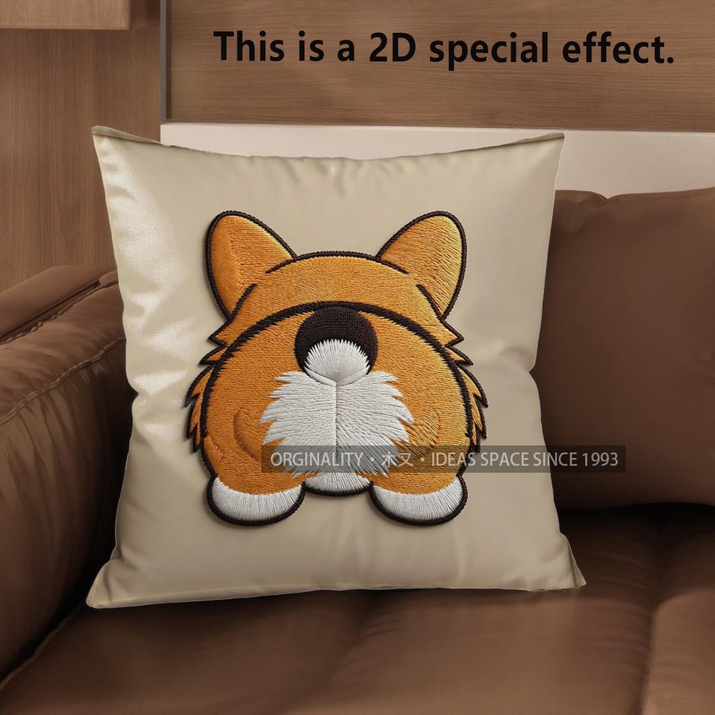 2D Cute Corgi Butt Designs Cushion Covers Pattern Cushion Cover Suitable For Sofa Bedroom Car Pillow Cover