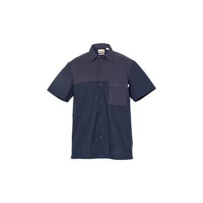 Color Block Casual Soft Comfortable Short Sleeve Shirt Men Shirts Deep-Sapphire A661W-433