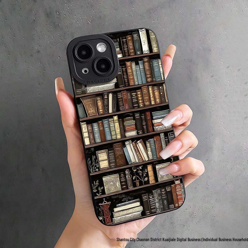 

Ретро Книжная полка Арт Чехол для iPhone: Совместим с iPhone 13 Pro Max, 12, 11, 14, 15, 16 - Мягкий чехол iPhone 13 Pro