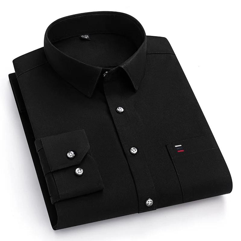 Camicie da uomo 100% Cotone Puro Manica Lunga Tinta Unita Morbide Vestibilità Regolare Camicia Elegante Blusa Sociale Abbigliamento Maschile 6XL 7XL