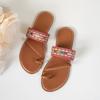 Fashion Plus Size Beach Slippers 2025 Summer New Outwear Round Toe Pullover Feet Woven Strap Slip-on Super Soft Flat Sandals