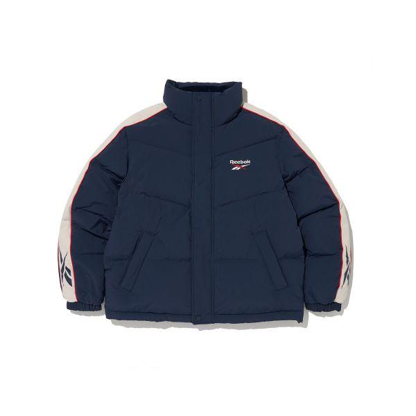 Reebok Color Block Stand Collar Zipper Long Sleeve Down Jacket Unisex Outerwear Navy-Blue REJU4FD54N3