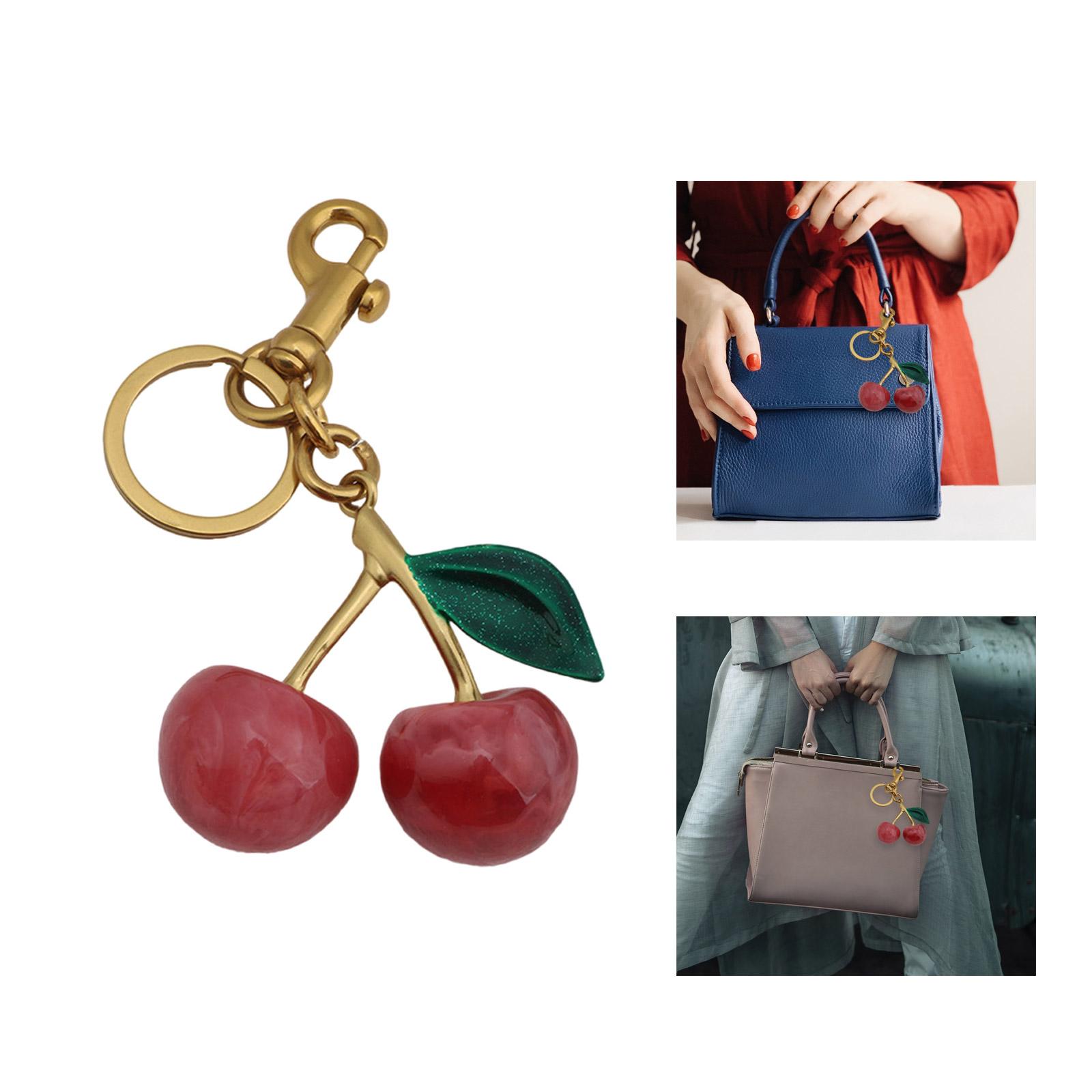 

Youthful Cherry Accessory Fashionable Keychain Alloy Resin Texture Cherry Keyrings Suitable for Party and Casual Outfits золотий