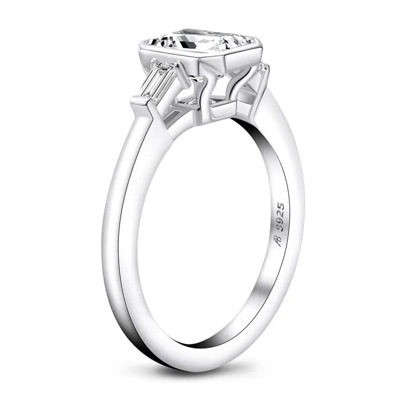 Silver 925 Cut Created Moissanite Engagement Wedding Ring for Women Jewelry