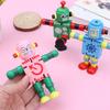 Wooden Transforming Elastic Robot, Children's Wooden Early Education Toy(Random Color)