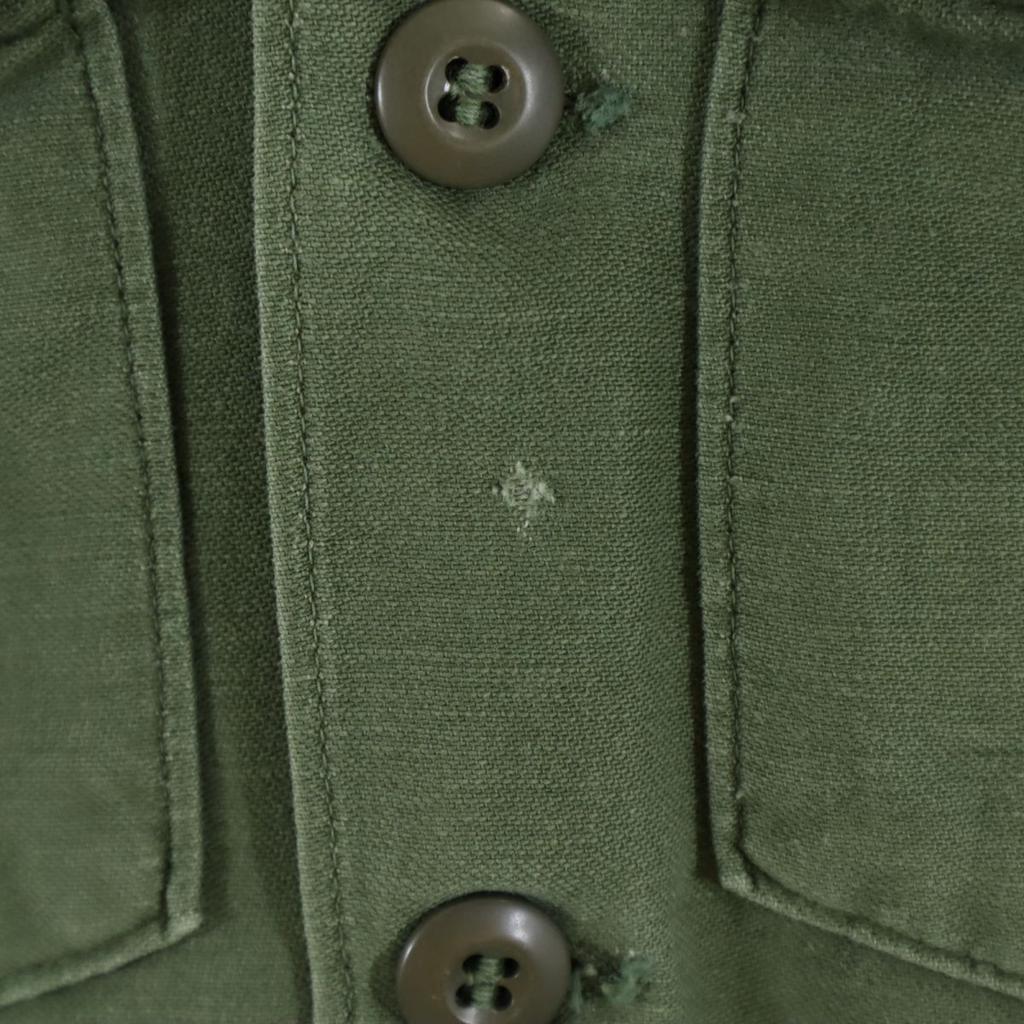 US ARMY 70s DSA Cotton Sateen Long Sleeve Military Shirt 14 1/2 Khaki Men's Used