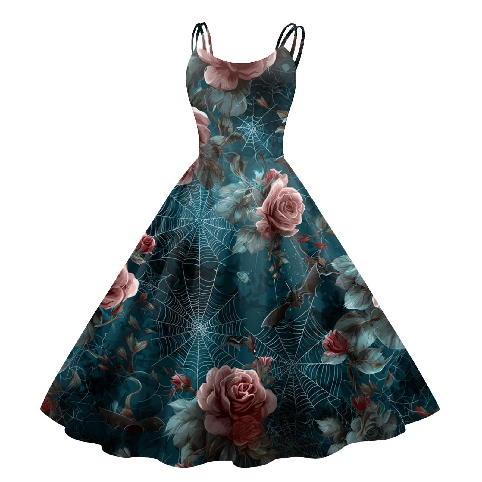 

Женское сексуальное платье с принтом на Хэллоуин, с открытыми плечами, в стиле панк, винтаж XXL