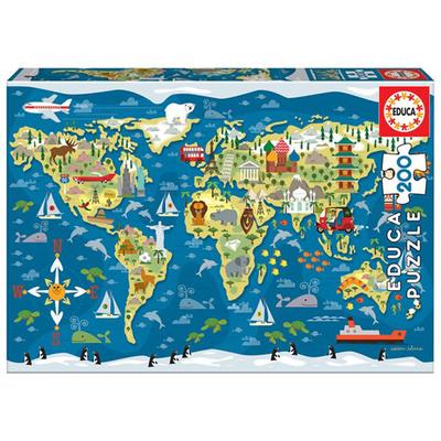 Puzzle mapa sveta Educa 200ks