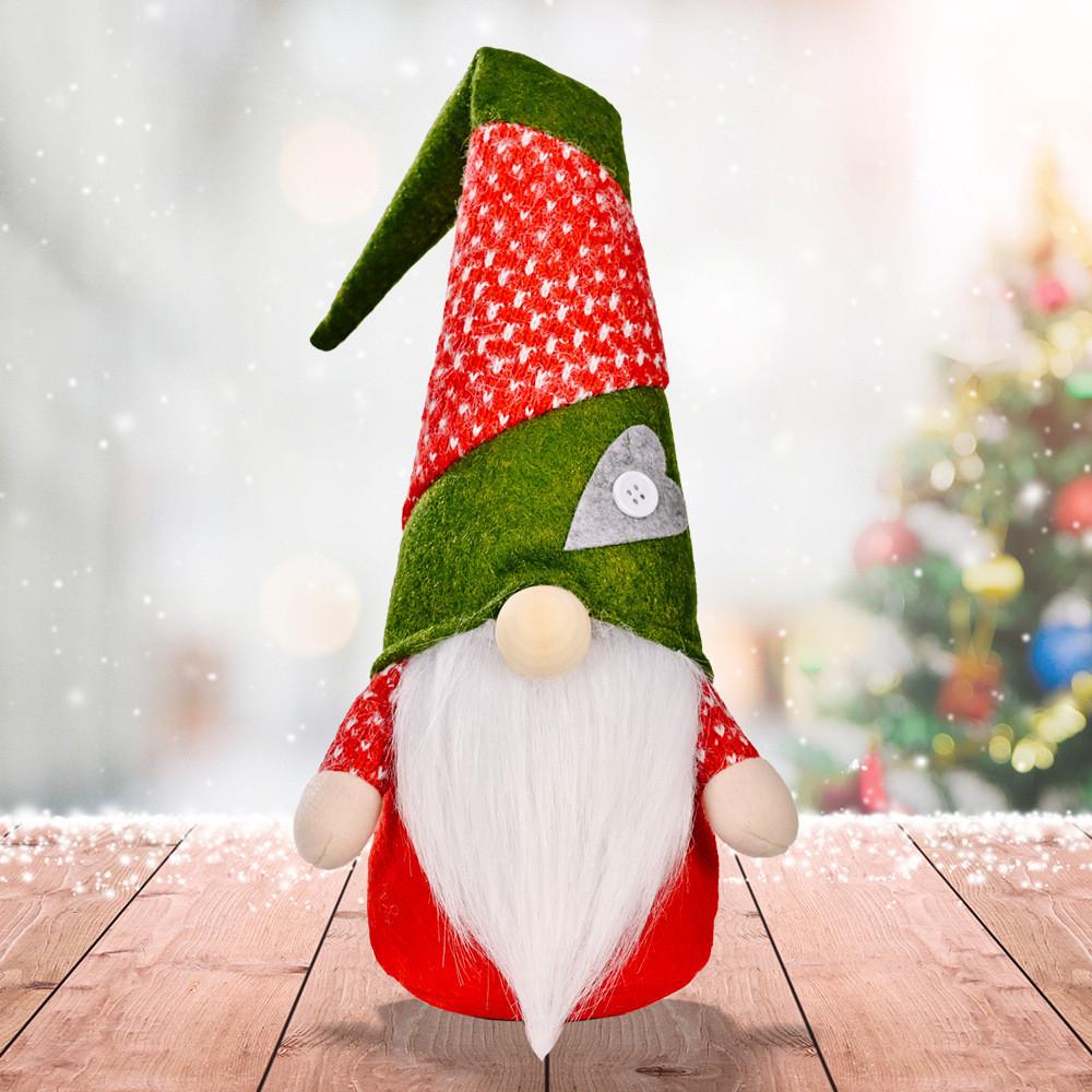 Whimsical Colorful Hat Rudolph Gnome Decoration In Soft Fabric For Joy Christmas