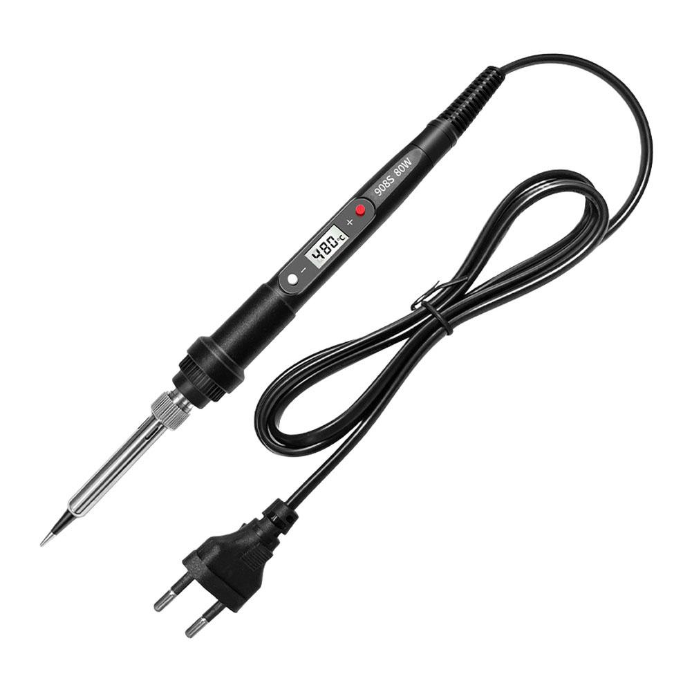 80W Digital Electric Soldering Iron 908S with Adjustable Temperature 180 to 500C LCD Display for Efficient Soldering