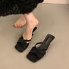 Sandals women's summer wear new square head thick heel cool slippers niche temperament versatile open-toed sandals