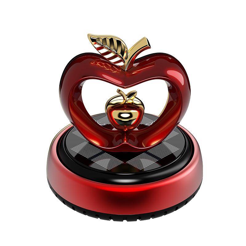 Heart-Shaped Solar Car Perfume Ornament - Rotating Apple Aroma for Car Interiors