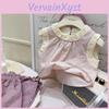 Cute Summer Cotton Two Piece Set For Girls Featuring Sleeveless Top And Wide Leg Pants