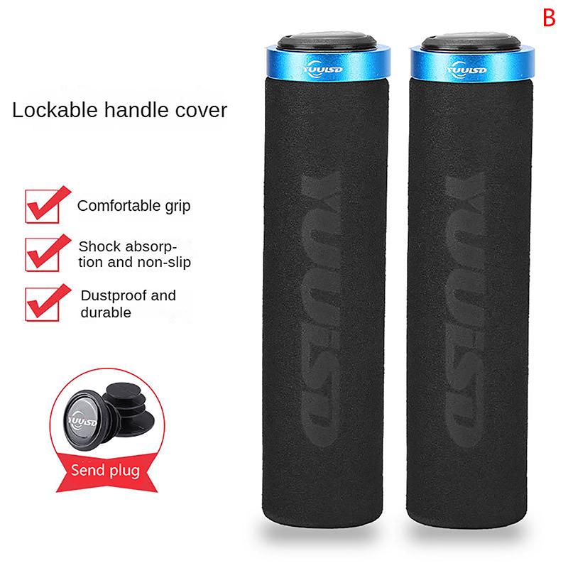 1 Pair Single-Lock Bicycle Grips - Soft Sponge Handlebar Covers for Mountain/BMX/Folding Bikes