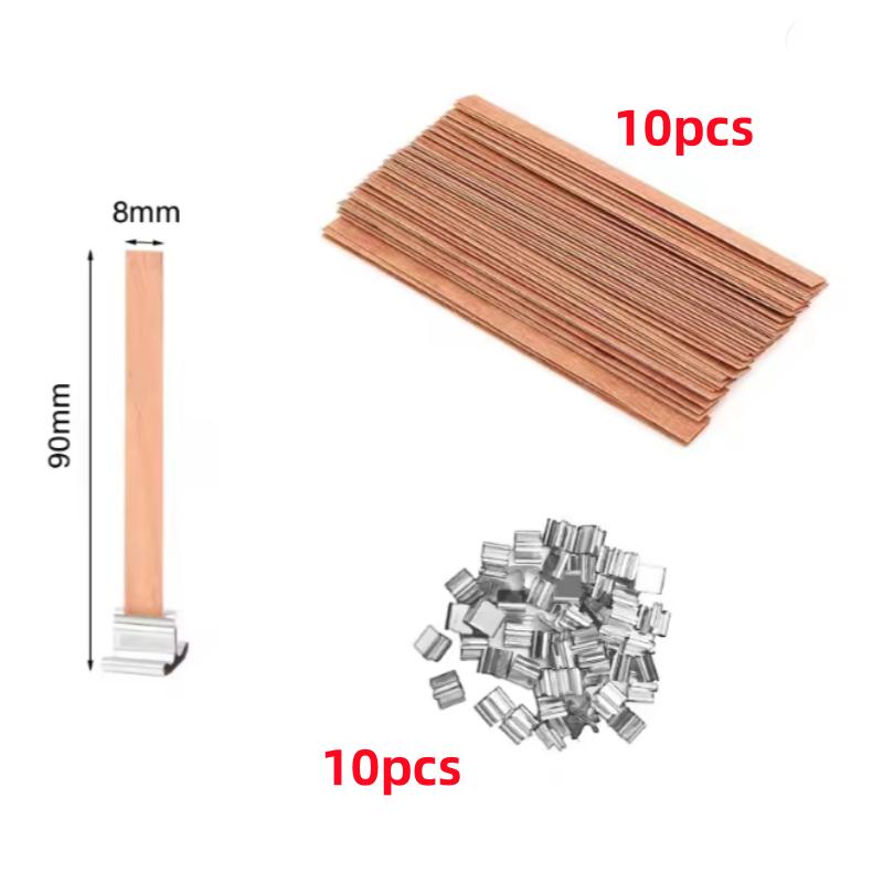 10/30pcs Wooden Candle Wick Set With Clip Base Smokeless Candle Wicks for DIY Paraffin Candle Jar Making Candle Making Supplies