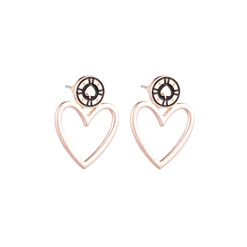 

Modern Rose Gold Heart Fashion Earrings With Plated Alloy For Style Street