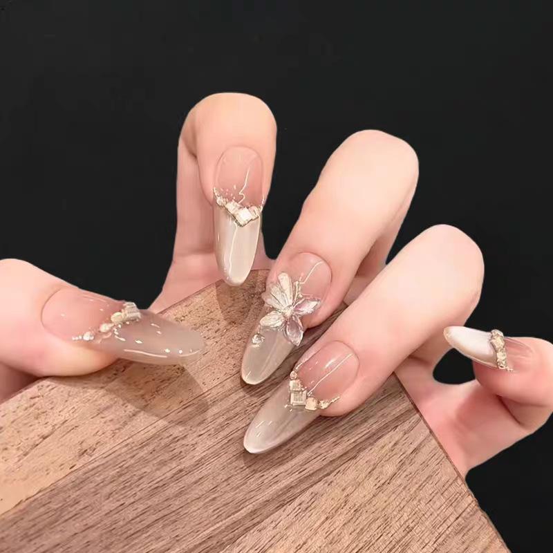 Super Flash Style: High-Class Aura Cat Eye Handmade Nail Tips for Young Ladies