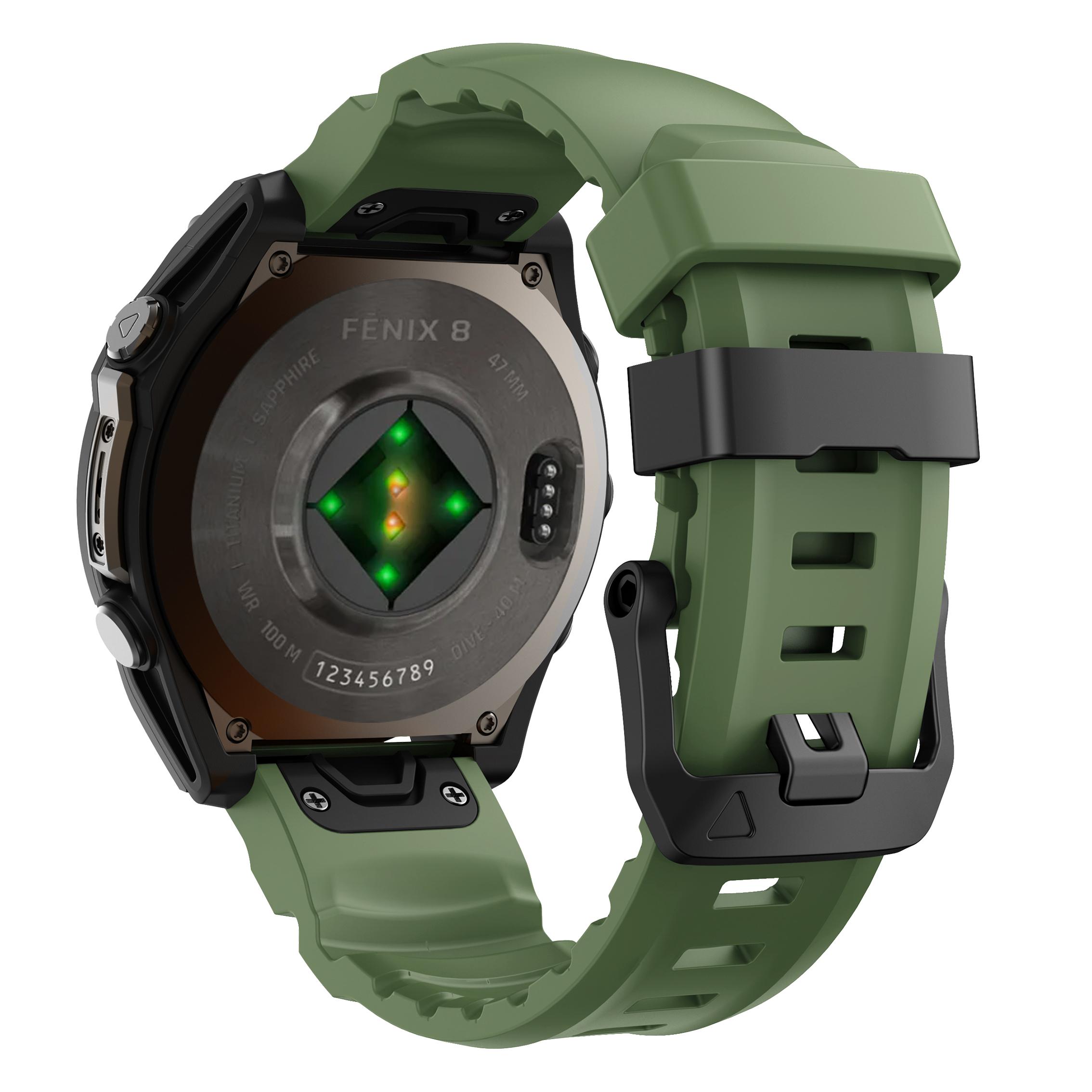 

Спортивный силиконовый ремешок для Garmin Fenix 8 E 7 7X Pro 6 6X 5 5X/Epix/Instinct/Forerunner 970 QuickFit 22 мм 26 мм Ремешок для часов Браслет QuickFit 26mm темно-зеленого