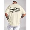T-shirt Graphique en Coton pour Homme Texas Script Impression Dorsale Décontracté Ample Col Rond
