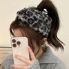 Vintage Leopard Print Knitted Cross Wash Face Headband for Women Autumn & Winter Versatile Hair Accessory