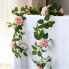 Artificial Pink Silk Peony Big Flowers Vines Ivy Rattan Wedding Party Wall Hanging Garland Home Garden Decoration Green Plants