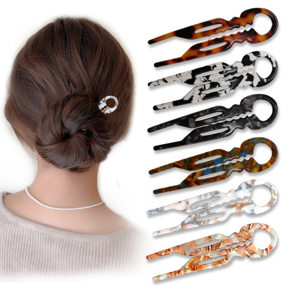 U-Shaped French Hair Pins Acetate Hair Sticks Elegant Hair Bun For Woman Girl Hair Accessories