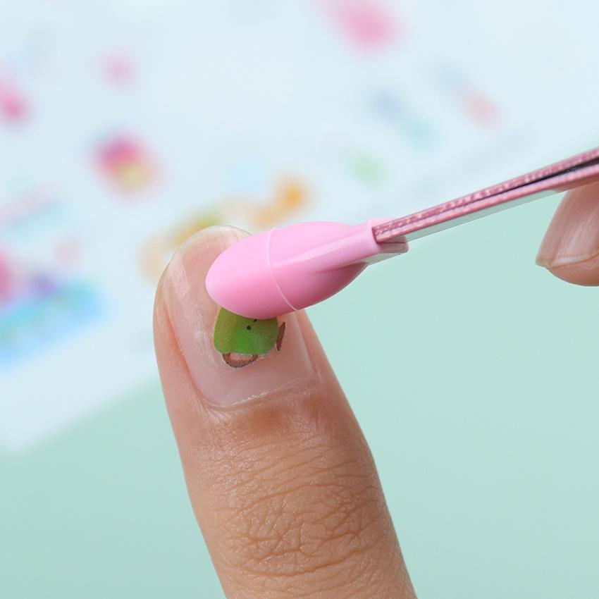 1PC Acero Inoxidable Silicona Estampado Palito Presionando Pinzas de Cabeza Recta Recogedor de Pegatinas de Pedrería 2 Cabezas Herramientas para Arte de Uñas