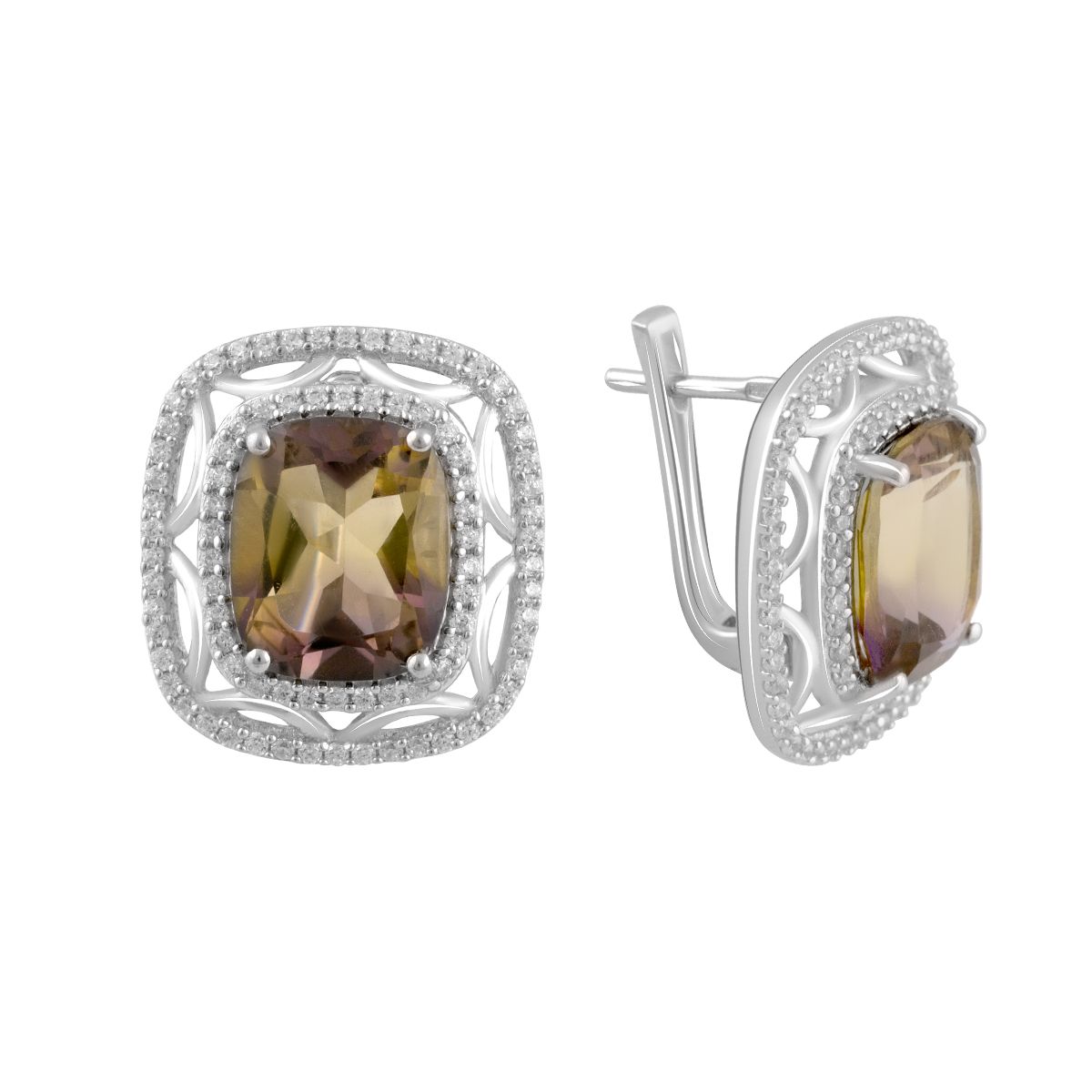 

Срібні сережки з аметрином nano 8.45ct (2088288) аметист