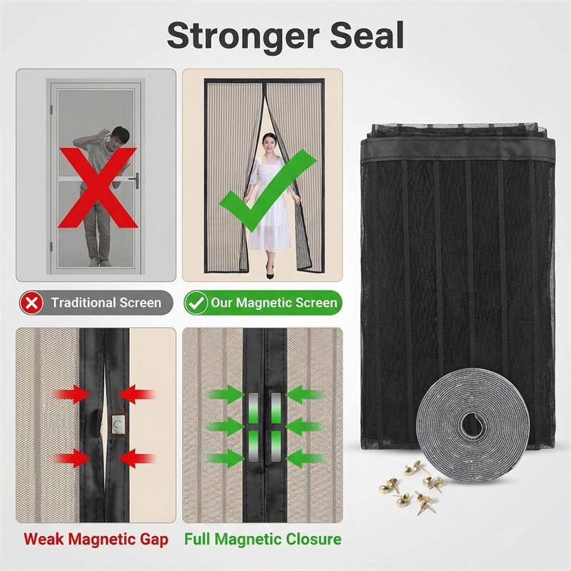Hochwertiges Freihändiges Magnetisches Moskitonetz Türgitter Netz Automatisch Schließend Anti Mücken Insekten Fliegen Ungeziefer Türvorhang Netz
