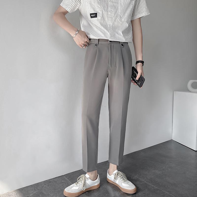 

Мужские облегающие брюки Nine-Point - летний корейский повседневный стиль XL темно-серого