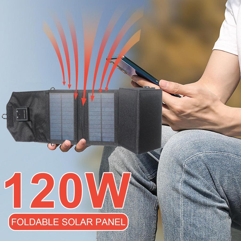 Foldable Solar Panel Solar Battery Power Bank Portable Solar Panels Charger Double USB Port for Outdoor Camping Hiking