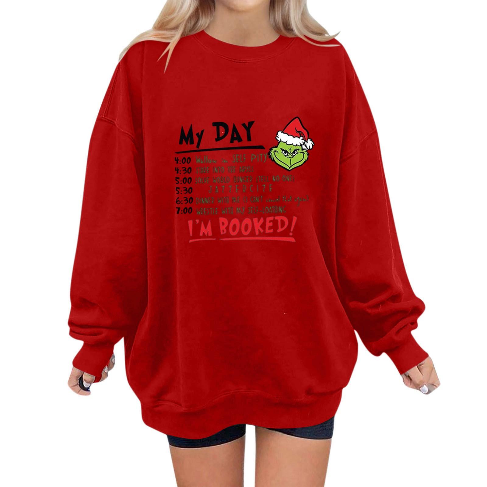 

Женские модные повседневные универсальные повседневные толстовки с длинным рукавом и принтом, верхние толстовки L красный