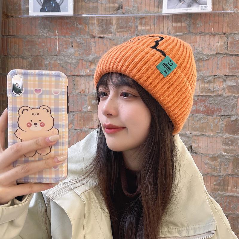 

Женская шапка Зимняя шерстяная шапка Милая шапка-медведь Осень и зима Универсальная модная шапка в корейском стиле Теплая шапка для рожениц Вязаная шапка M（56-58cm）