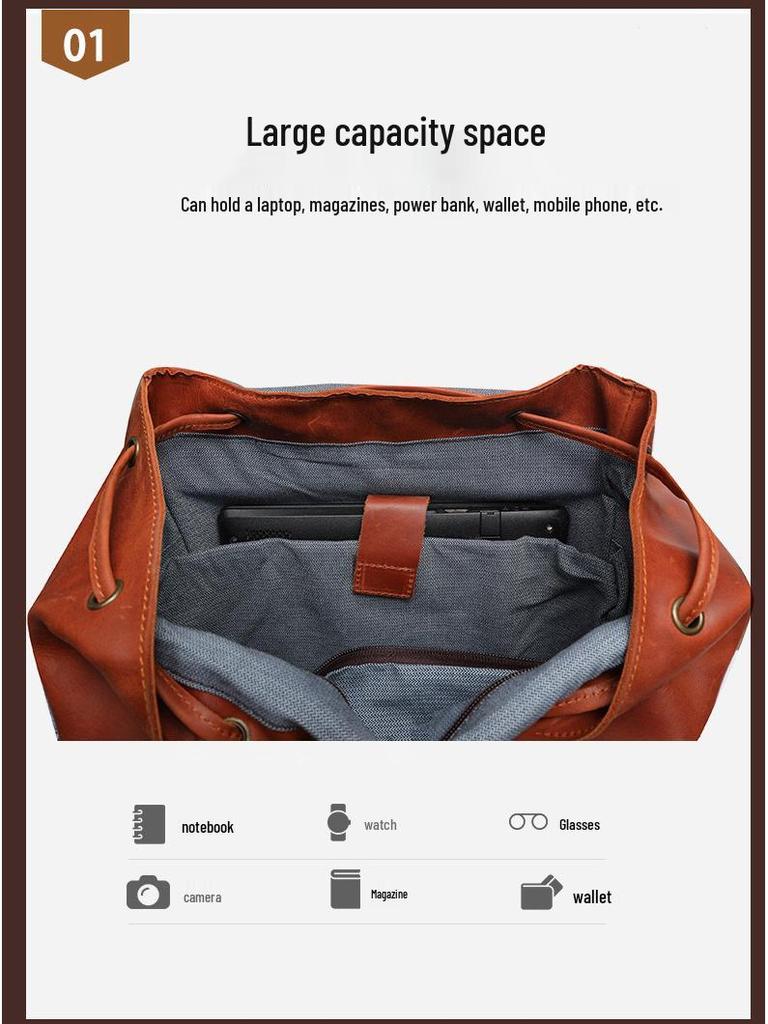 Men's Vintage Leather Backpack for Business and Travel