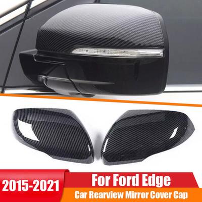 For Ford Edge 2015- Car Sitcker Rearview Side Mirror Cover Wing Cap Exterior Door Rear View Case Trim Carbon Fiber Look ABS