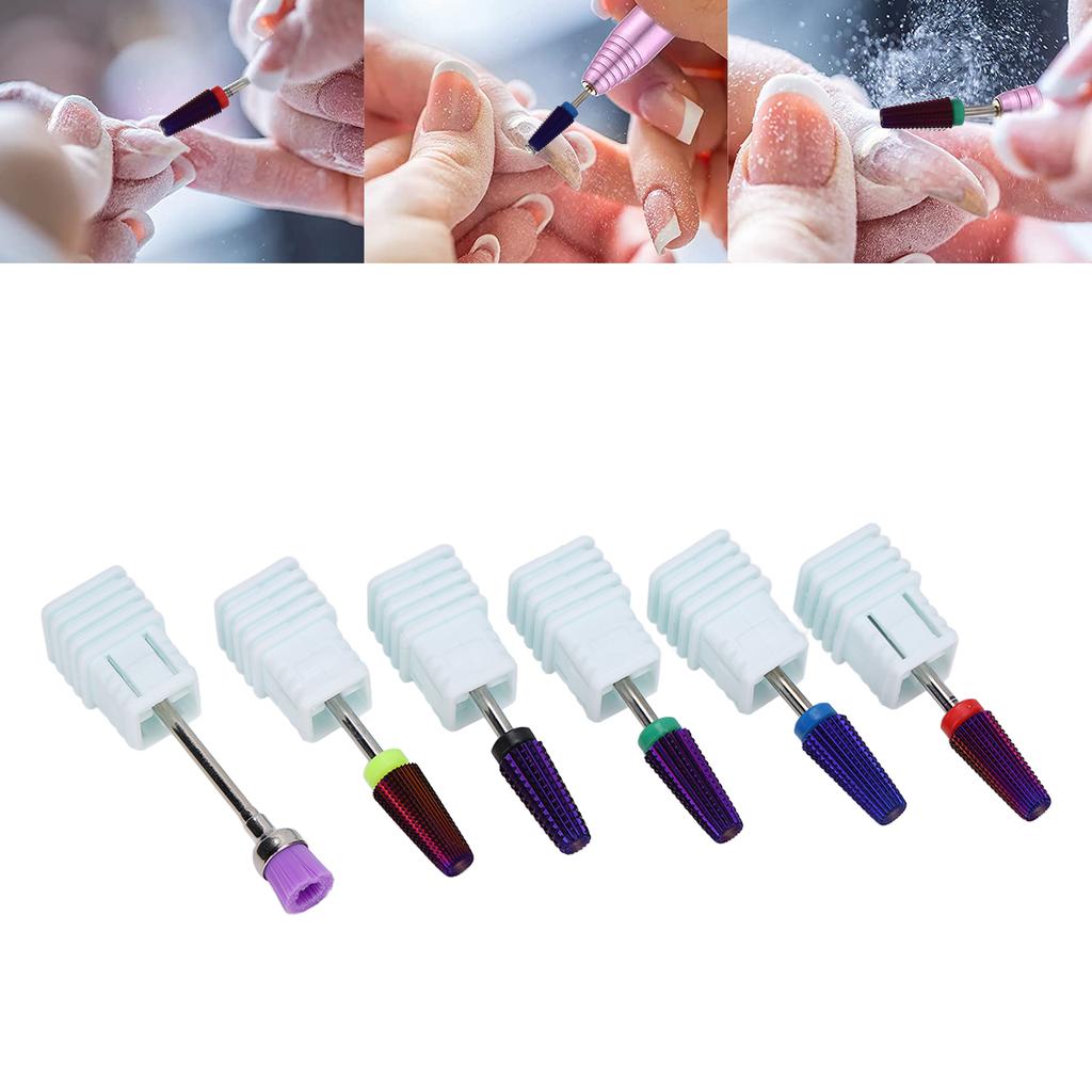 Nail Drill Bits Set Tungsten Steel Gel Polish Removal Dust Brush Nail Polishing Grinding Head Kit