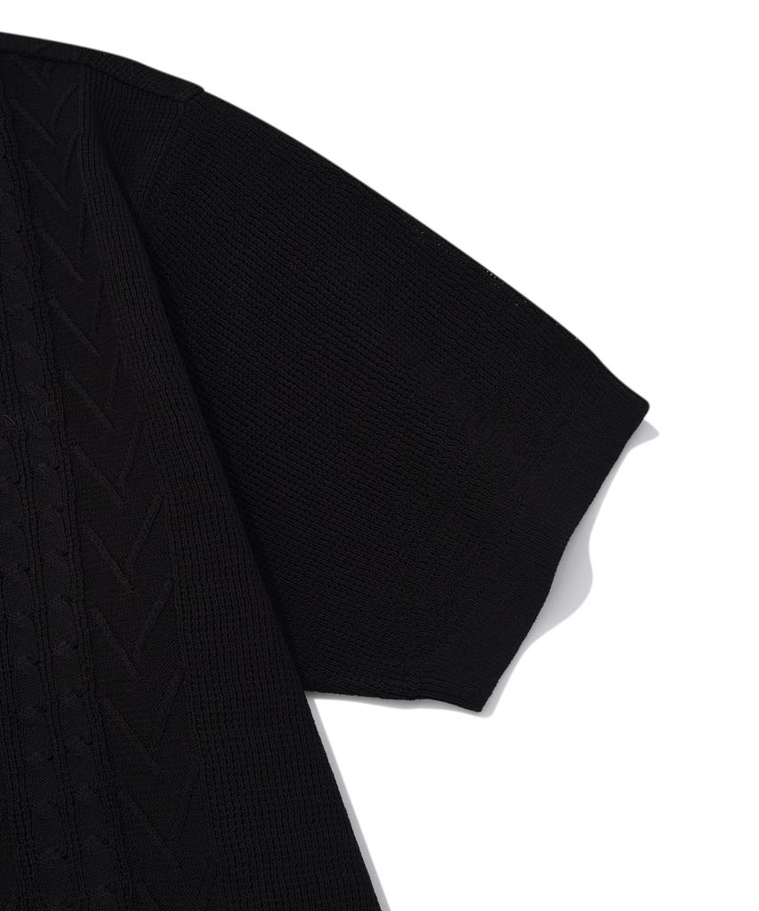 COVERNAT Cool Cable Collar Half Knit Black