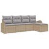 5 Piece Sofa Set with Cushions Beige and Light Grey Poly Rattan
