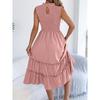 Spring Summer Women's Casual Smocked Waist Sleeveless Ruffle Trim Flowy Maxi Long Dress for European American Crossborder